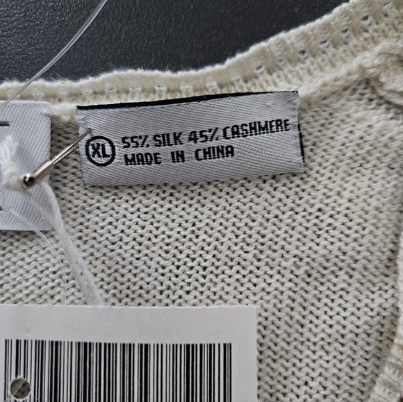 TSE Cashmere/Silk V Neck Pullover - Ivory - Size XL - NWT - Picture 5 of 7